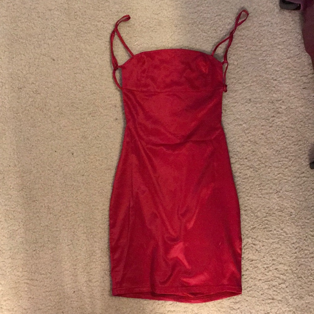 satin berry ohpolly dress; UNWORN